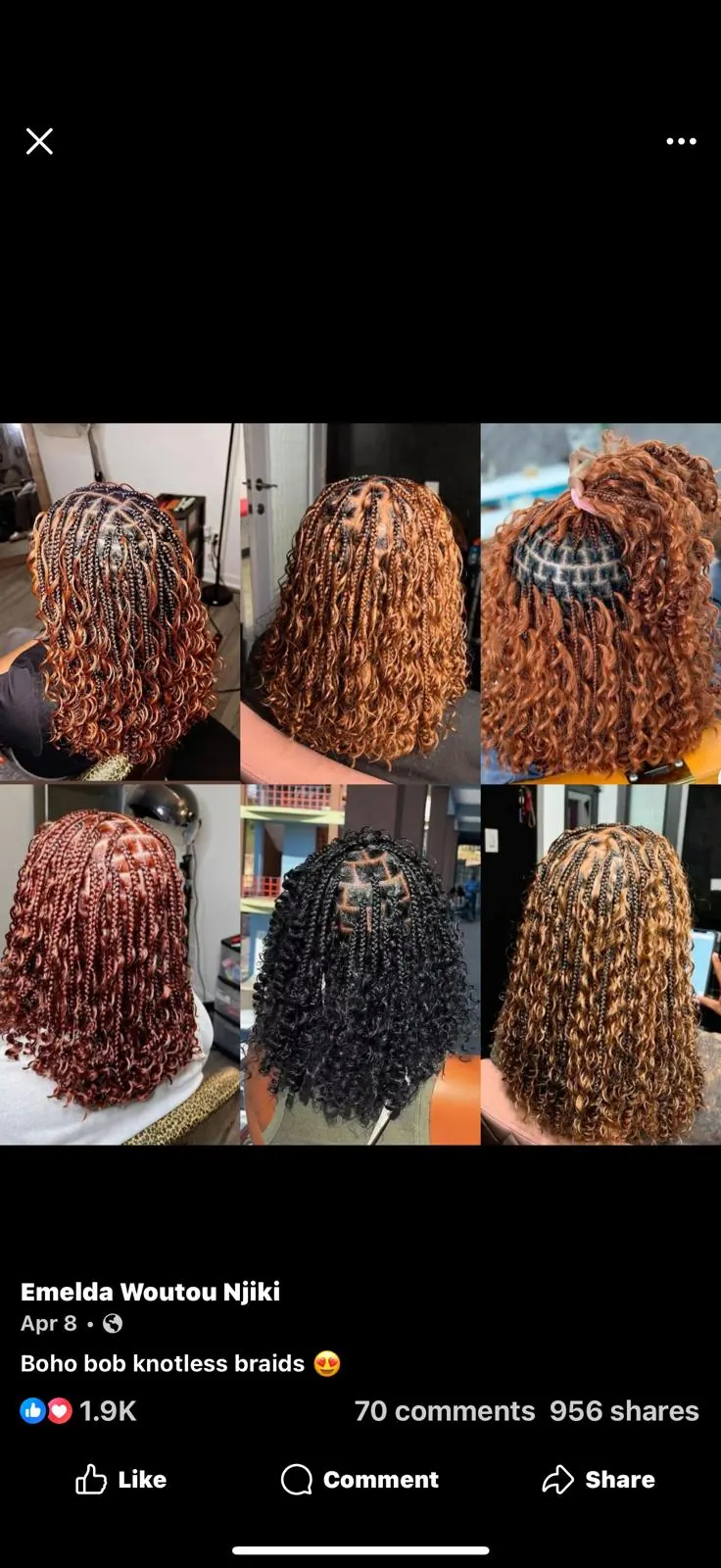 Bob length boho knotless braids in shades of brown and black by Ani Braids in Lanham, Maryland